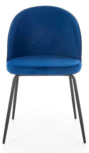 Scaun modern K314, albastru/negru, stofa catifelata/metal, 49x50x80 cm
