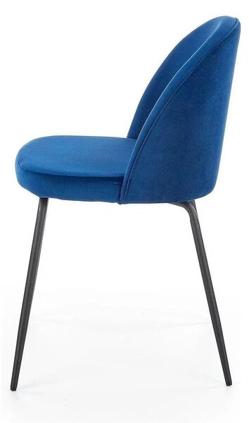 Scaun modern K314, albastru/negru, stofa catifelata/metal, 49x50x80 cm