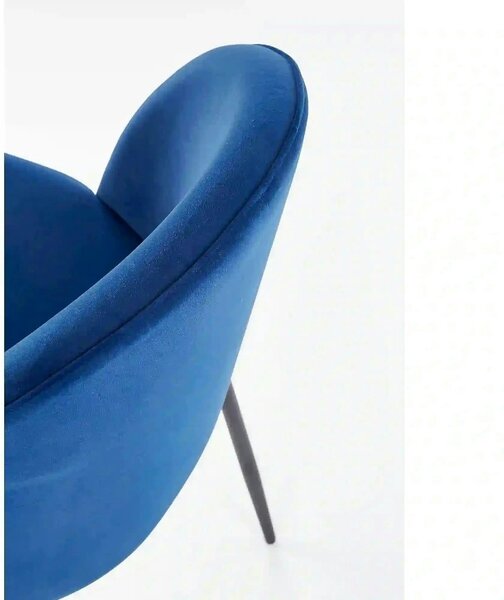 Scaun modern K314, albastru/negru, stofa catifelata/metal, 49x50x80 cm