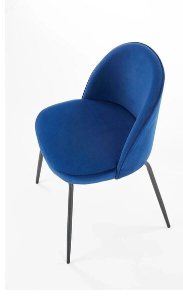 Scaun modern K314, albastru/negru, stofa catifelata/metal, 49x50x80 cm