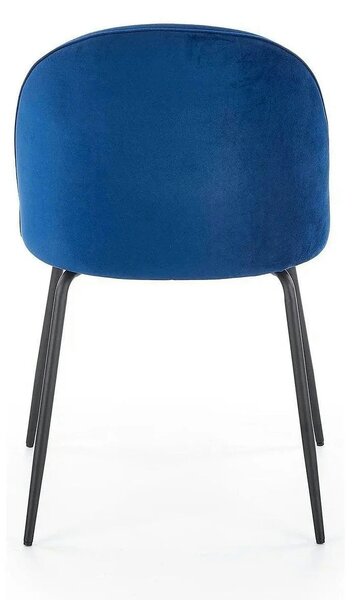 Scaun modern K314, albastru/negru, stofa catifelata/metal, 49x50x80 cm