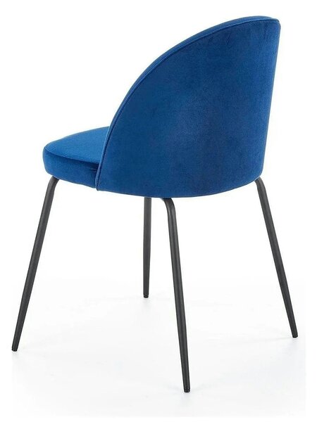 Scaun modern K314, albastru/negru, stofa catifelata/metal, 49x50x80 cm