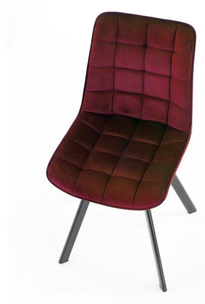 Scaun tapitat K332, visiniu/negru, stofa catifelata/metal, 46X61X84 cm