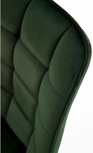Scaun tapitat stofa K332, verde inchis/negru, catifea/metal, 46x61x84