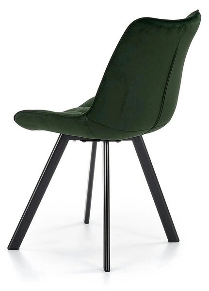 Scaun tapitat stofa K332, verde inchis/negru, catifea/metal, 46x61x84