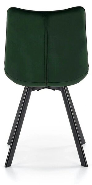 Scaun tapitat stofa K332, verde inchis/negru, catifea/metal, 46x61x84