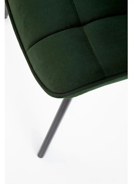 Scaun tapitat stofa K332, verde inchis/negru, catifea/metal, 46x61x84