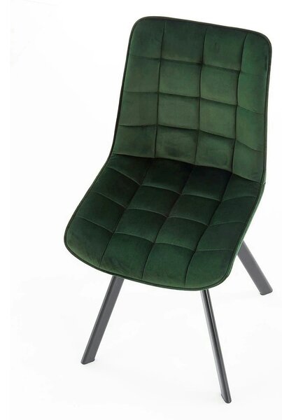 Scaun tapitat stofa K332, verde inchis/negru, catifea/metal, 46x61x84