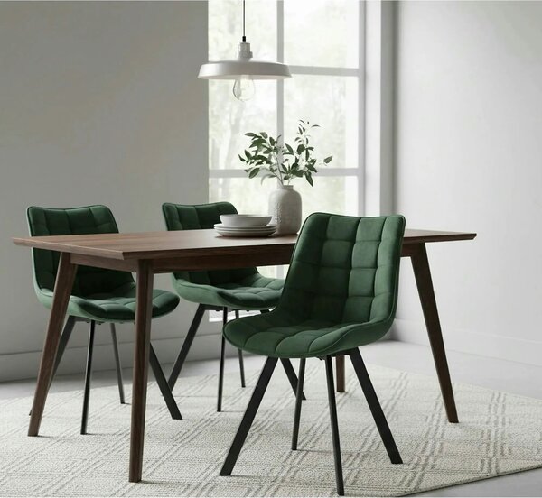 Scaun tapitat stofa K332, verde inchis/negru, catifea/metal, 46x61x84