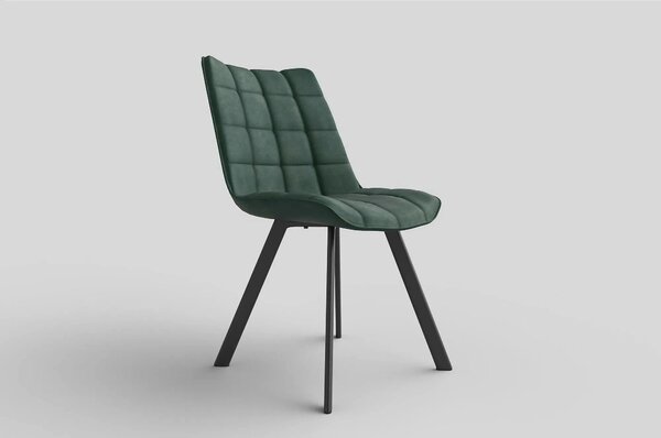 Scaun tapitat stofa K332, verde inchis/negru, catifea/metal, 46x61x84
