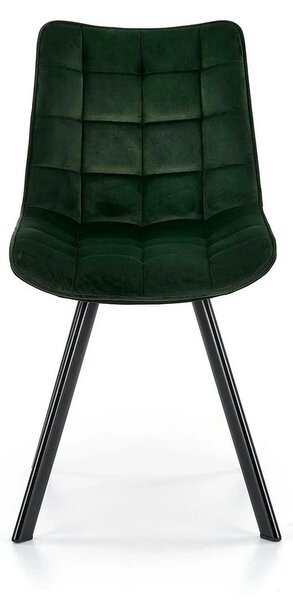 Scaun tapitat stofa K332, verde inchis/negru, catifea/metal, 46x61x84