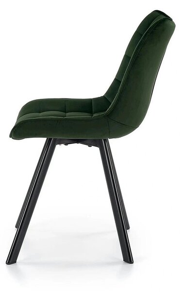 Scaun tapitat stofa K332, verde inchis/negru, catifea/metal, 46x61x84