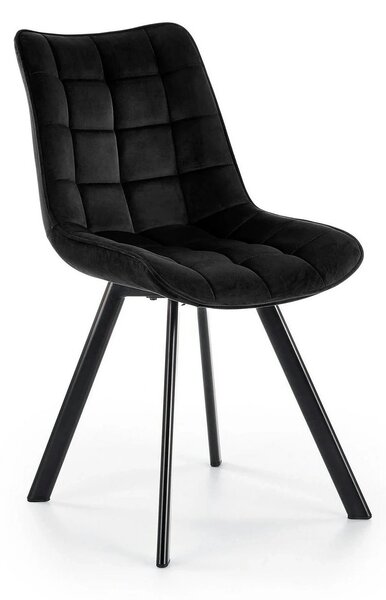 Scaun tapitat modern K332, negru, stofa catifelata/metal, 46x61x84 cm