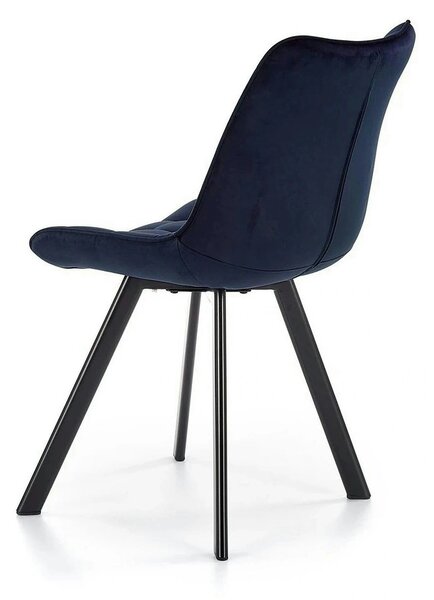 Scaun K332, albastru inchis/negru, stofa catifelata/metal, 46X61X84 CM