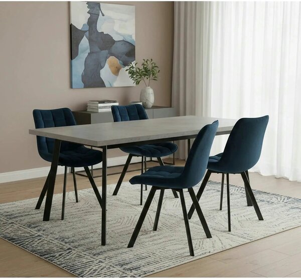 Scaun K332, albastru inchis/negru, stofa catifelata/metal, 46X61X84 CM