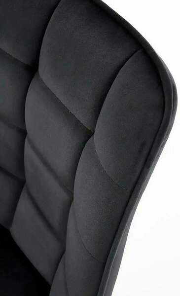 Scaun tapitat modern K332, negru, stofa catifelata/metal, 46x61x84 cm