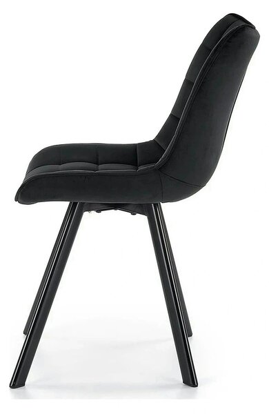 Scaun tapitat modern K332, negru, stofa catifelata/metal, 46x61x84 cm