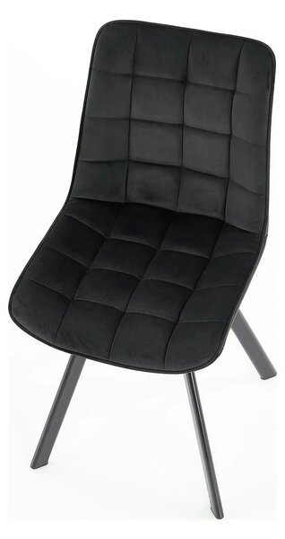 Scaun tapitat modern K332, negru, stofa catifelata/metal, 46x61x84 cm