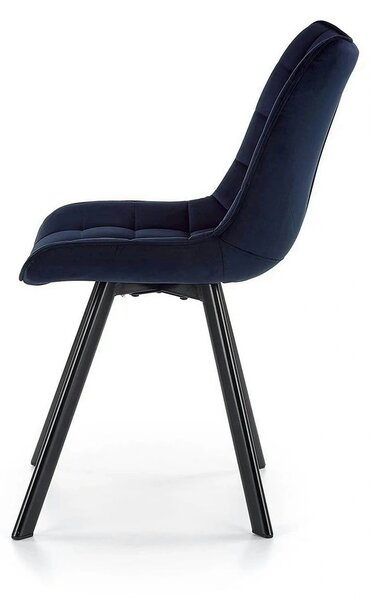 Scaun K332, albastru inchis/negru, stofa catifelata/metal, 46X61X84 CM