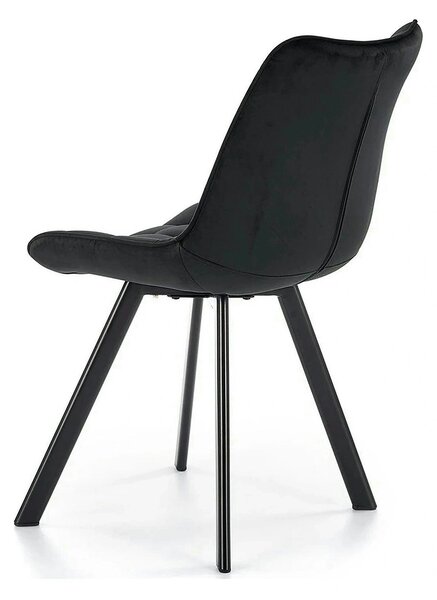 Scaun tapitat modern K332, negru, stofa catifelata/metal, 46x61x84 cm