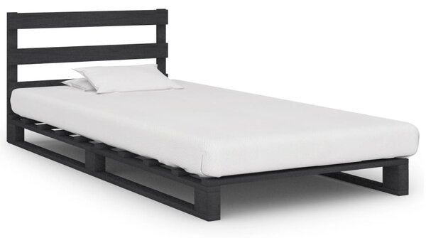 Cadru de pat din paleți, gri, 100 x 200 cm, lemn masiv de pin