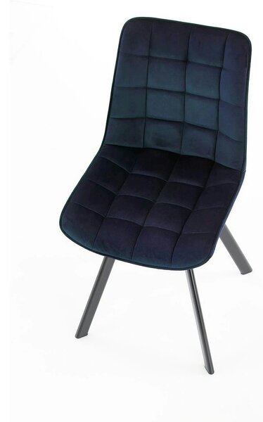 Scaun K332, albastru inchis/negru, stofa catifelata/metal, 46X61X84 CM