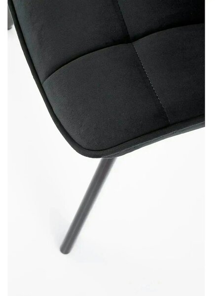 Scaun tapitat modern K332, negru, stofa catifelata/metal, 46x61x84 cm