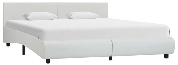 Cadru de pat, alb, 160 x 200 cm, piele ecologică