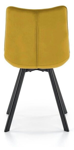 Scaun K332, galben mustar/negru, stofa catifelata/metal, 46X61X84 CM