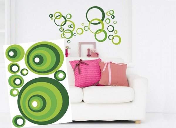 Autocolante decorative pe perete cercuri verzi