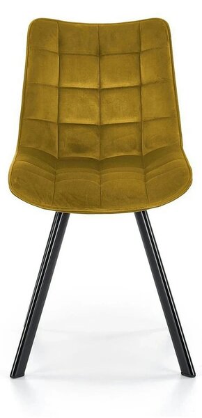Scaun K332, galben mustar/negru, stofa catifelata/metal, 46X61X84 CM