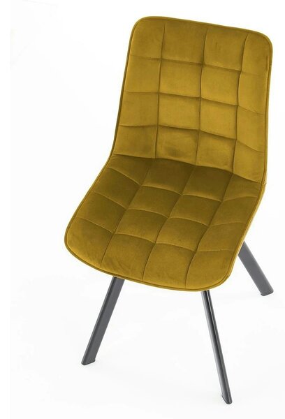 Scaun K332, galben mustar/negru, stofa catifelata/metal, 46X61X84 CM