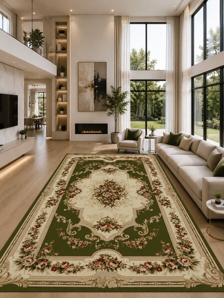 Covor Lotos 574-310, Marime 50 x 80 cm, Verde, Inaltime Fir 8 mm, Antialergic, Polipropilena, Living, Dormitor, Sufragerie, Birou 50 x 80