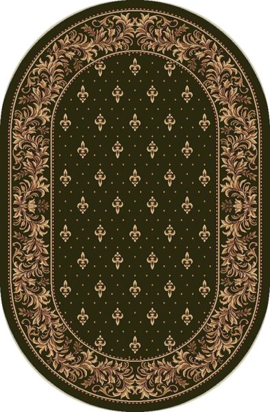 Covor Oval Bisericesc Lotos 15033-310, Marime 150 x 230 cm, Verde, Inaltime Fir 8 mm, Antialergic, Polipropilena, Manastire, Biserica, Altar, Naos