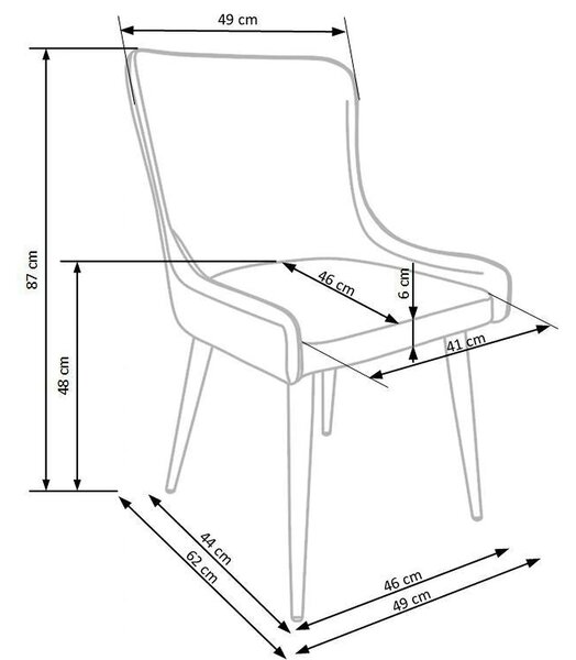 Scaun tapitat K333, gri/negru, stofa clasica/piele ecologica, 49X62X87