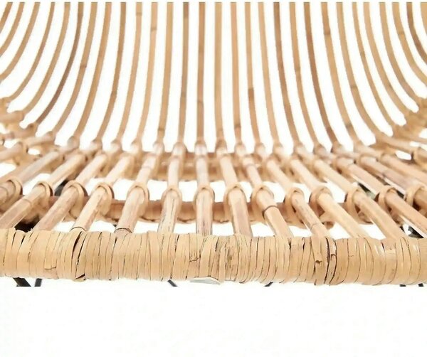 Scaun de gradina K335, bej/negru, rattan natural/otel, 61x63x90x45 cm
