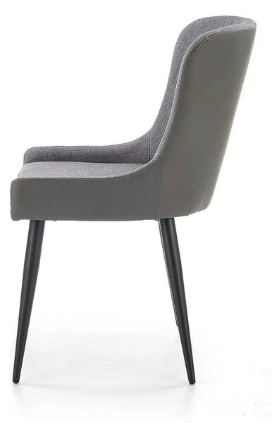 Scaun tapitat K333, gri/negru, stofa clasica/piele ecologica, 49X62X87