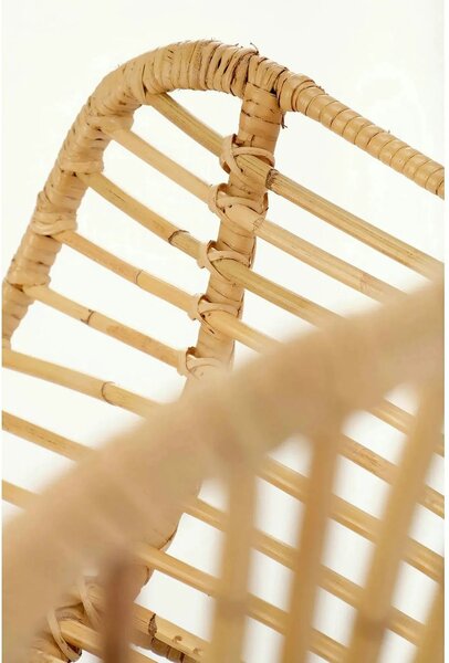 Scaun de gradina K335, bej/negru, rattan natural/otel, 61x63x90x45 cm