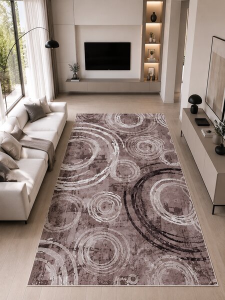 Covor Mira 24010-132, Marime 50 x 80 cm, Maro, Inaltime Fir 6 mm, Antialergic, Polipropilena, Living, Dormitor, Sufragerie, Birou 50 x 80