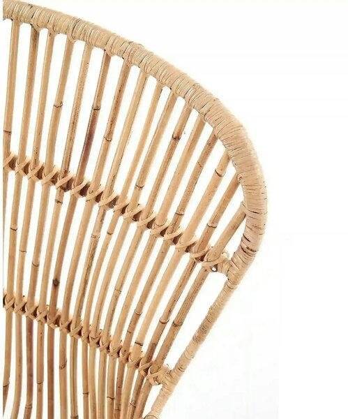 Scaun de gradina K335, bej/negru, rattan natural/otel, 61x63x90x45 cm