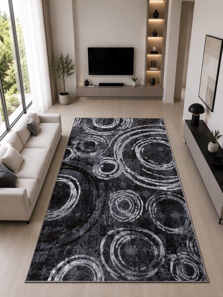 Covor Mira 24010-196, Marime 50 x 80 cm, Gri, Inaltime Fir 6 mm, Antialergic, Polipropilena, Living, Dormitor, Sufragerie, Birou 50 x 80