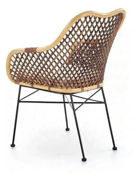 Scaun terasa K336, stejar/maro inchis, ratan natural/metal, 64X64X89 C