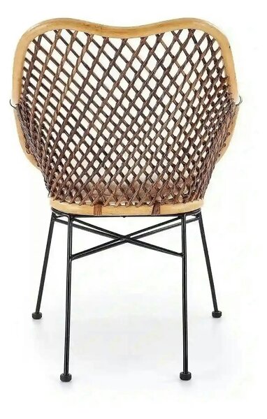 Scaun terasa K336, stejar/maro inchis, ratan natural/metal, 64X64X89 C