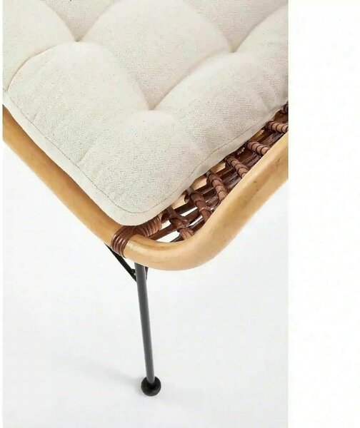 Scaun terasa K336, stejar/maro inchis, ratan natural/metal, 64X64X89 C
