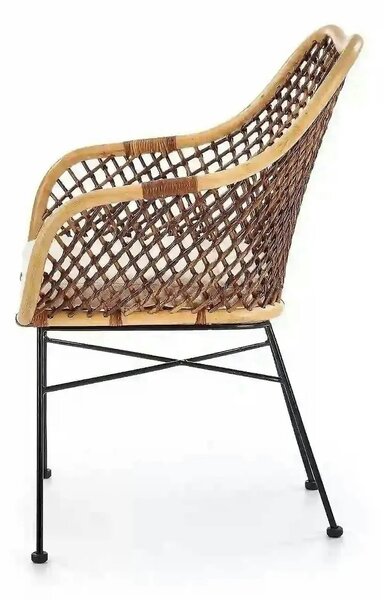 Scaun terasa K336, stejar/maro inchis, ratan natural/metal, 64X64X89 C