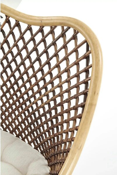 Scaun terasa K336, stejar/maro inchis, ratan natural/metal, 64X64X89 C