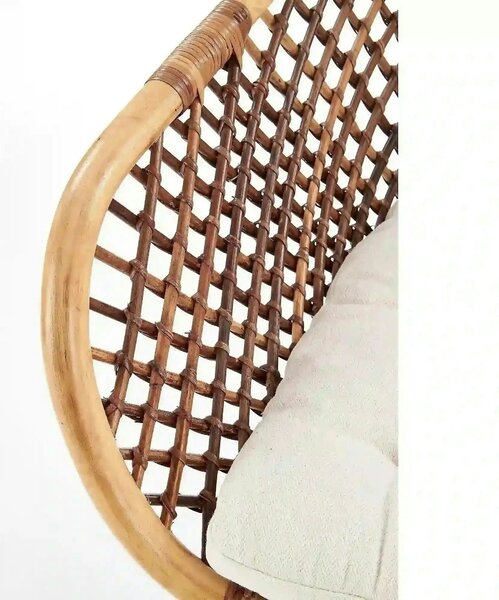 Scaun terasa K336, stejar/maro inchis, ratan natural/metal, 64X64X89 C