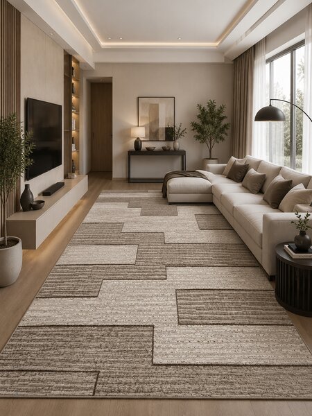 Traversa Fashion 32002-120, Inaltime Fir 12 mm, Latime 0.6m, Marime 60 x 200 cm, Crem, Maro, Festonata Surfilata Tivita, Antialergica