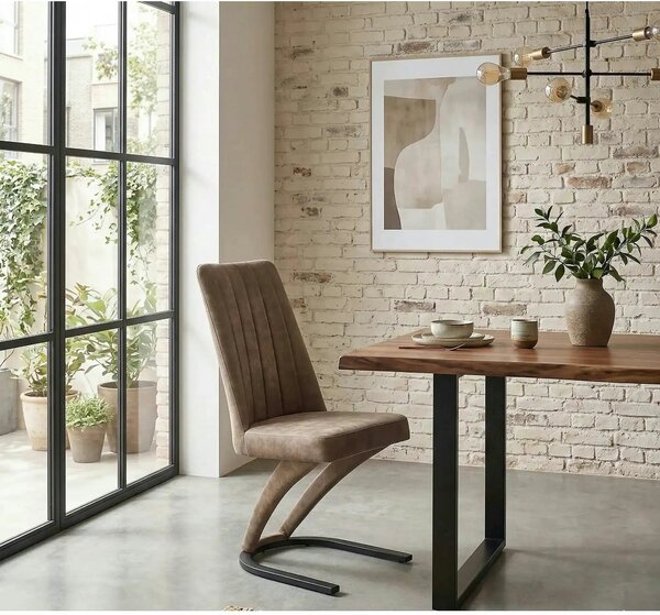 Scaun dining maro K338, maro/negru, piele ecologica/metal, 46X61X98 CM