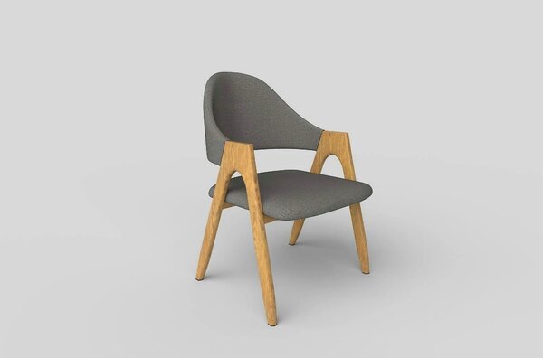 Scaun K344, gri/stejar, stofa clasica/metal, 53X51X80 CM